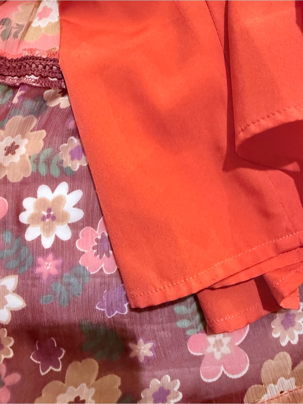 Niza Floral Button-Front Sheer Tiered Dress in Pink & Coral Size XL - Picture 7 of 10